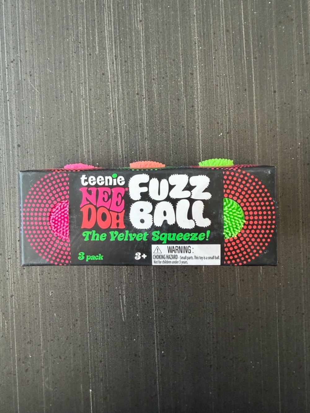 teenie NEE DOH Fuzz Ball Velvet Squeeze Toy - Pink & Green & Orange - Picture 3 of 4